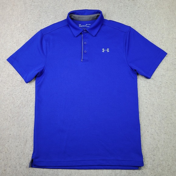 Under Armour HeatGear Performance Polo Shirt Mens Small Blue Short Sleeve Golf - Picture 1 of 8